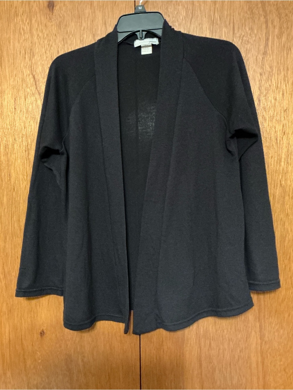Allyson Whitmore Black Open-Front Knit Cardigan